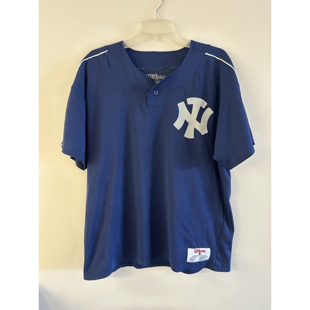 Mens New York Yankees Wilson #15 Baseball Jersey T Shirt Size L